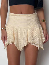 Textured Pleated Irregular Fungus Hem High Rise Mini Skirt